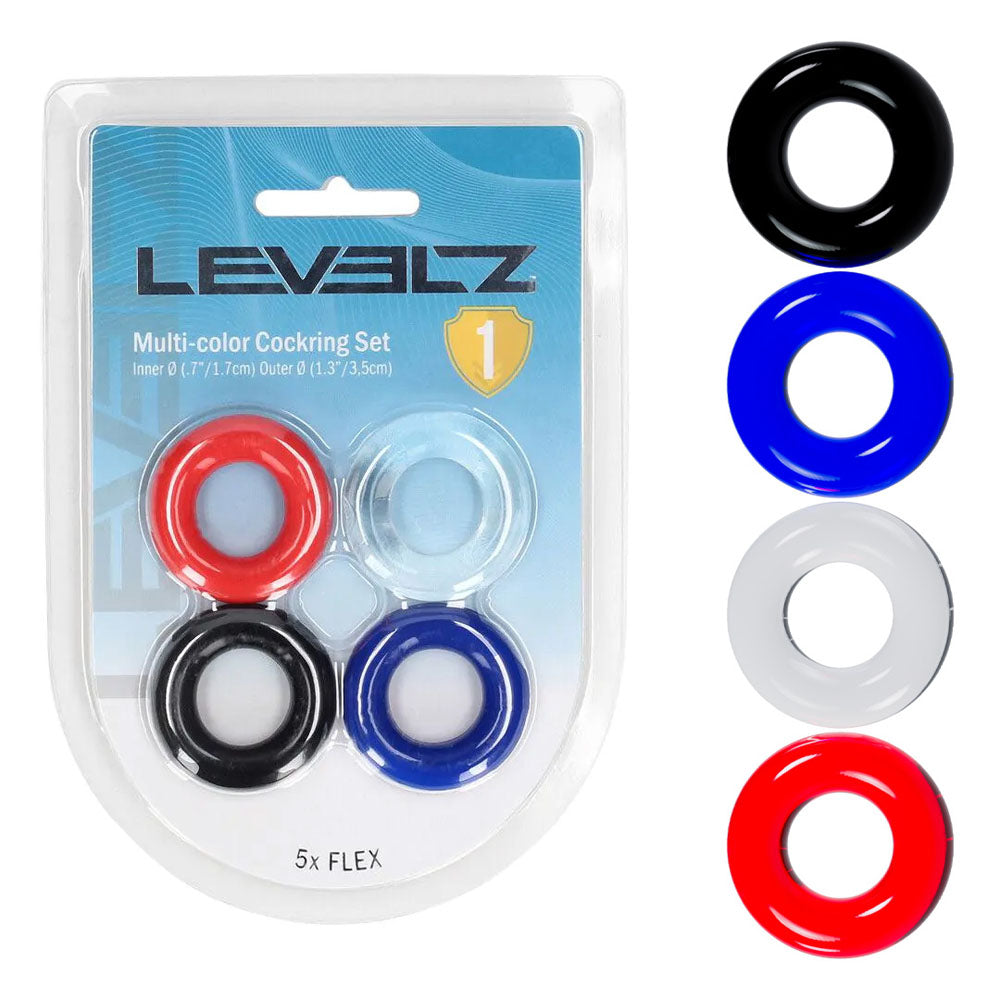 Shots Toys LEVELZ Multicolour Cock Ring Set 4 Pack Shots Toys
