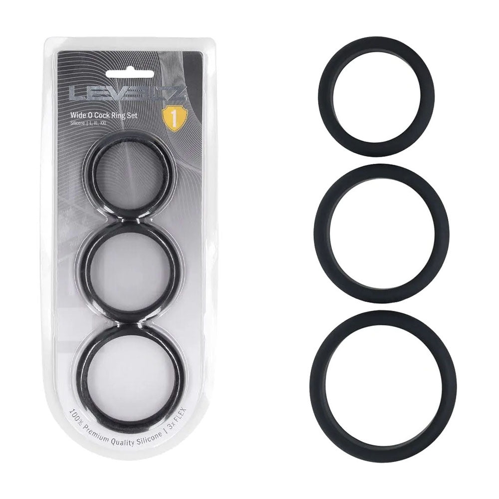 Shots Toys LEVELZ Wide O Silicone Cock Ring Set L / XL / 2X Set Of 3 Sizes Shots Toys
