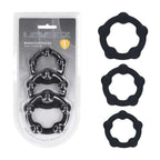 Shots Toys LEVELZ Beaded Silicone Cock Ring Set Of 3 Sizes Black Shots Toys