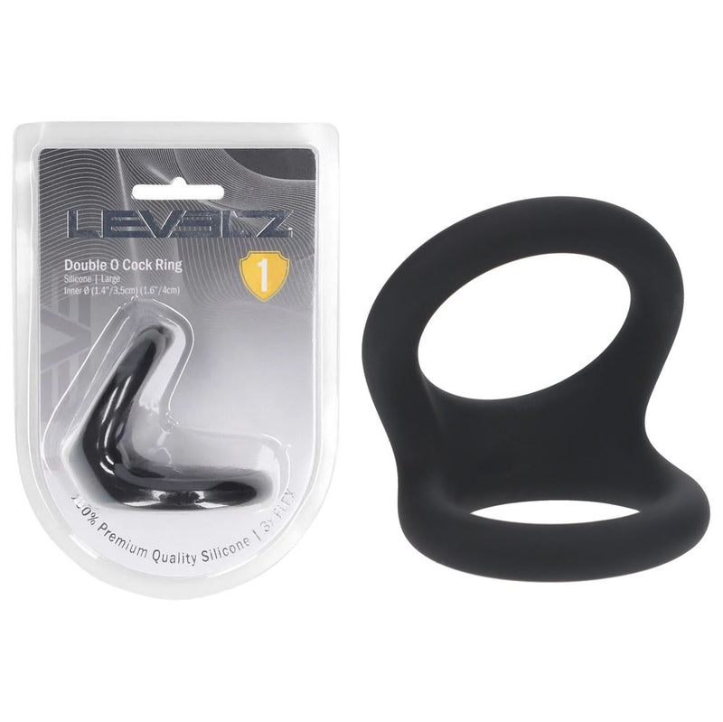 Shots Toys LEVELZ Double O Silicone Cock & Ball Ring Large Black