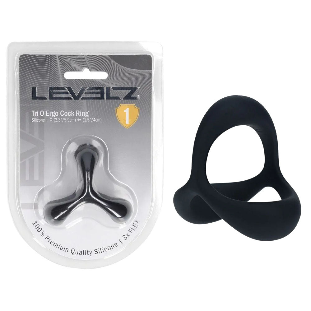 Shots Toys LEVELZ Tri O Ergo Silicone Cock & Ball Ring Black Shots Toys Main image