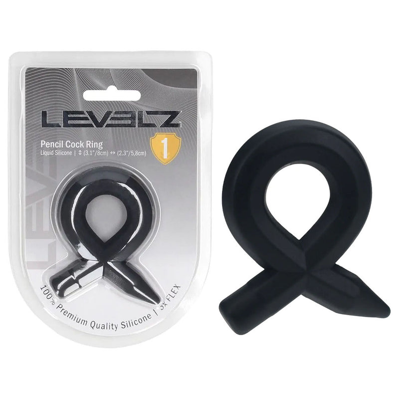 Shots Toys LEVELZ Pencil Liquid Silicone Cock Ring Black
