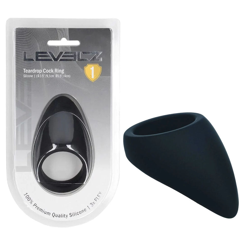 Shots Toys LEVELZ Teardrop Silicone Cock Ring Black Shots Toys