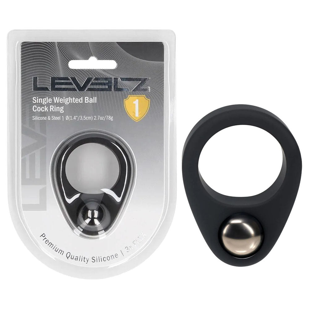Shots Toys LEVELZ Single Weighted Ball Cock Ring Black Shots Toys Main image