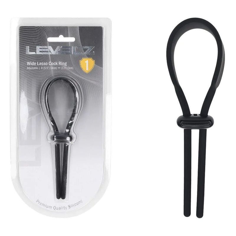 Shots Toys LEVELZ Wide Adjustable Silicone Lasso Cock Ring Black