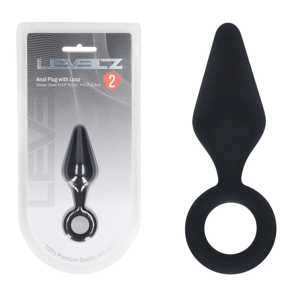 Shots Toys LEVELZ Silicone Anal Plug With Loop Black Shots Toys