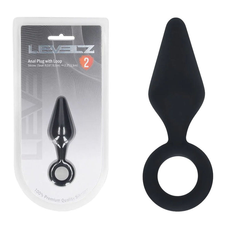 Shots Toys LEVELZ Silicone Anal Plug With Loop Black