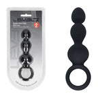 Shots Toys LEVELZ Beaded Silicone Anal Probe With Loop Black 15.3cm Shots Toys