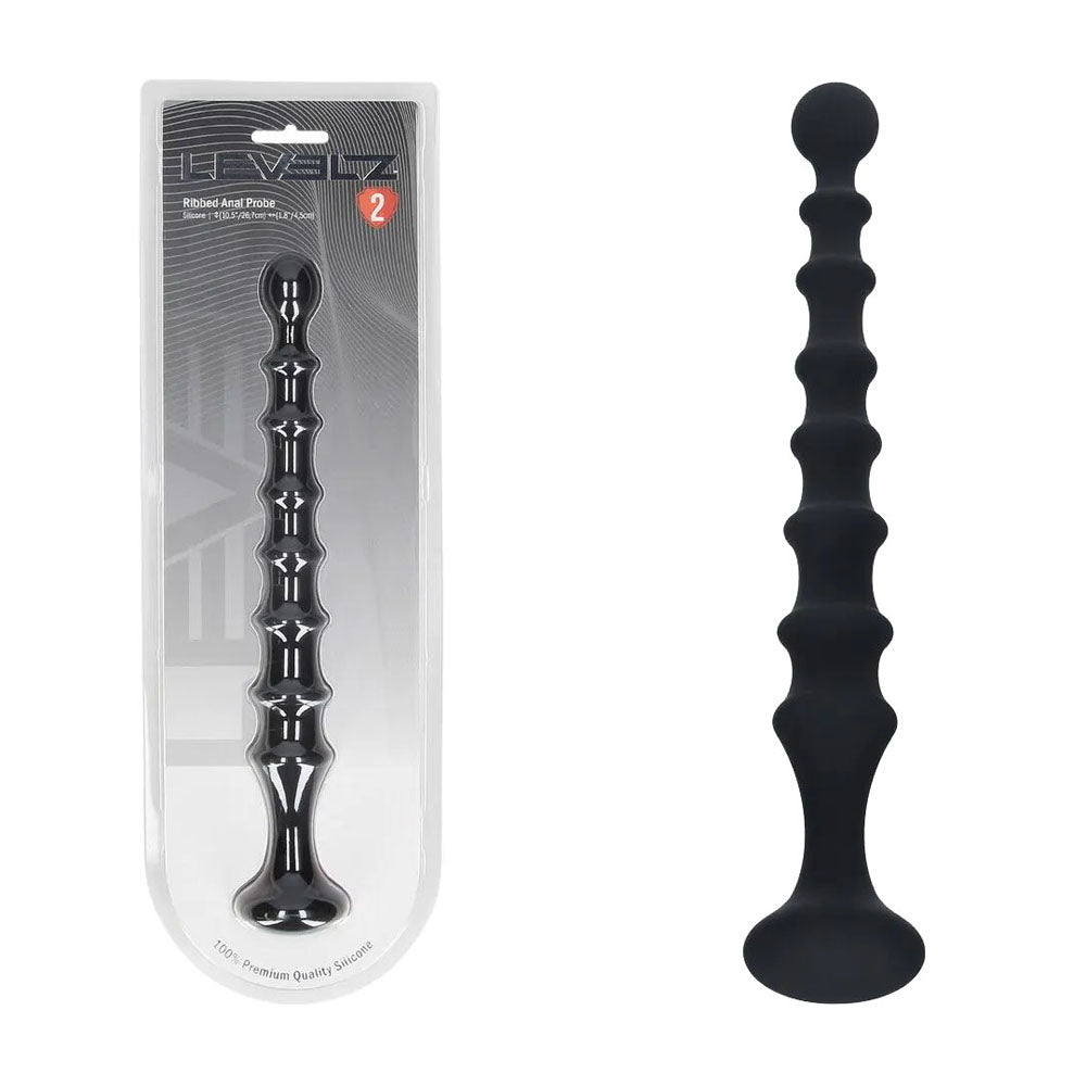 Shots Toys LEVELZ Ribbed Silicone Flared Anal Beads Black 26.7cm Shots Toys
