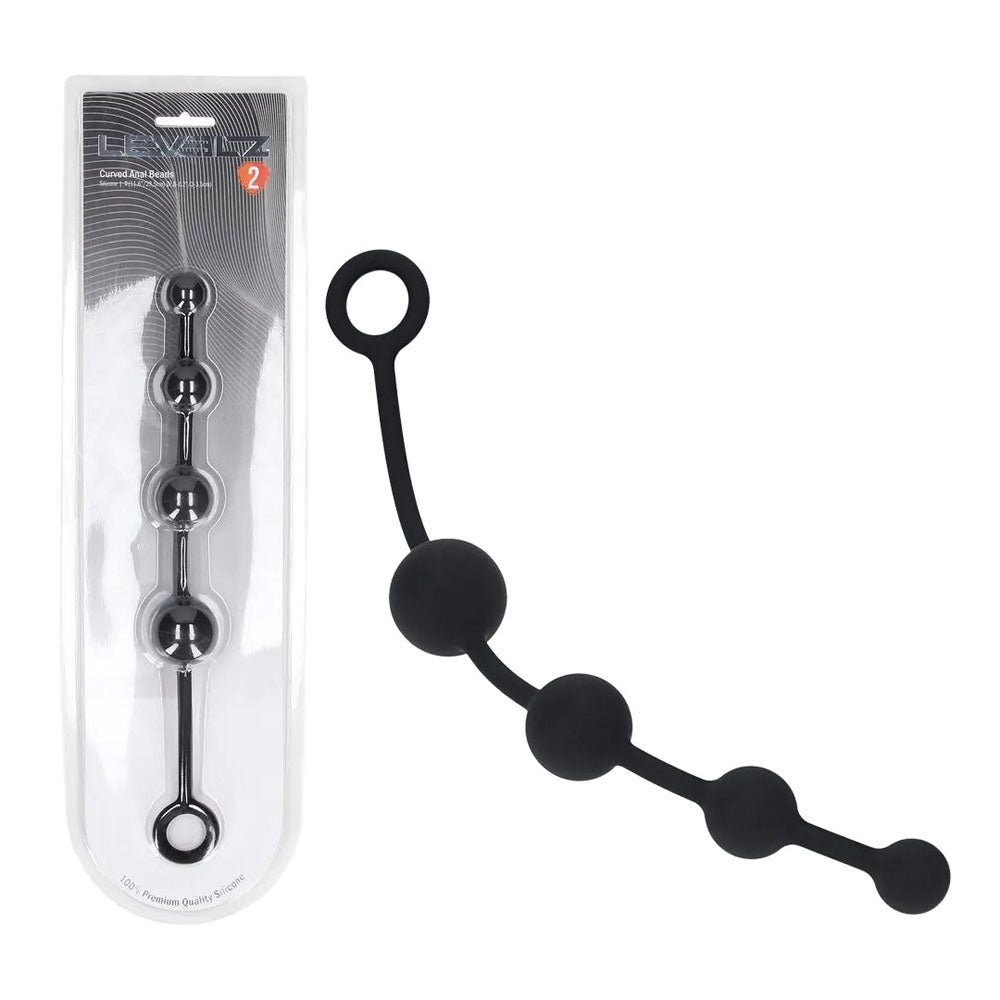 Shots Toys LEVELZ Curved Silicone Anal Beads Black 29.5cm Shots Toys