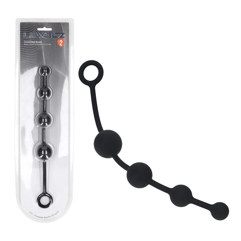 Shots Toys LEVELZ Curved Silicone Anal Beads Black 29.5cm