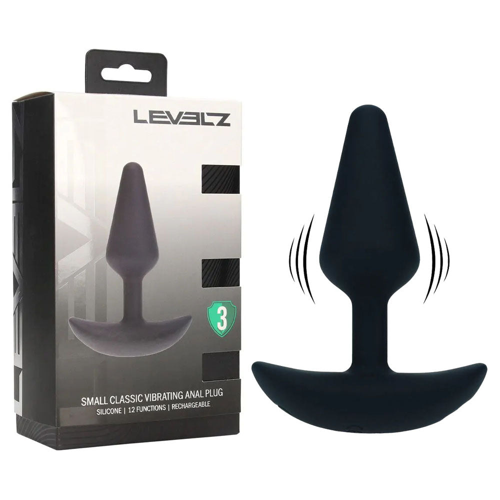 Shots Toys LEVELZ Classic USB Rechargeable Vibrating Silicone Anal Plug Small Black Shots Toys