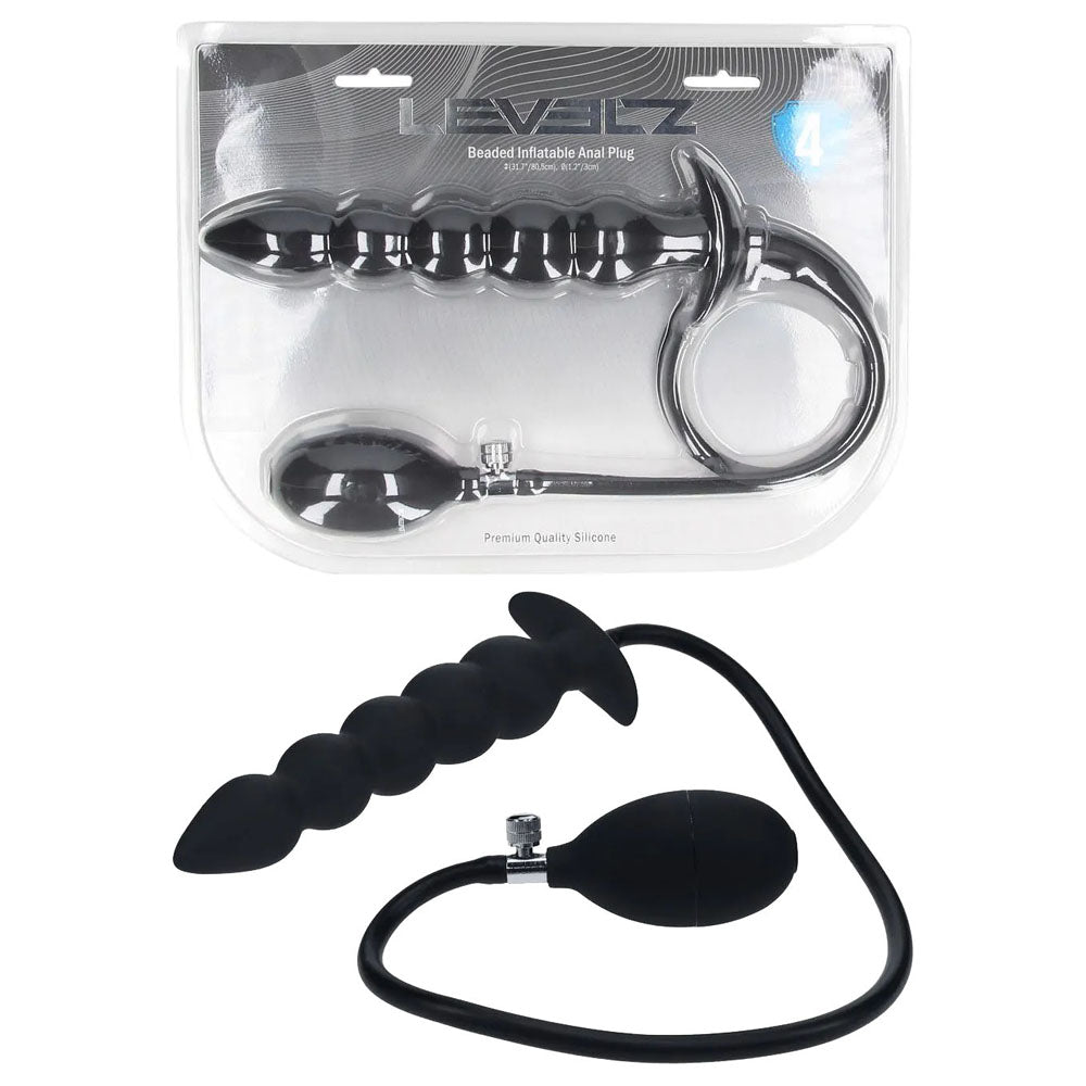 Shots Toys LEVELZ Beaded Inflatable Anal Plug Black Shots Toys