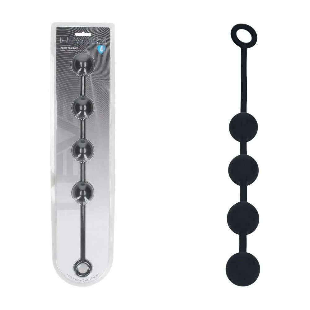 Shots Toys LEVELZ Round Silicone Anal Balls Beads 40mm Black Large Shots Toys