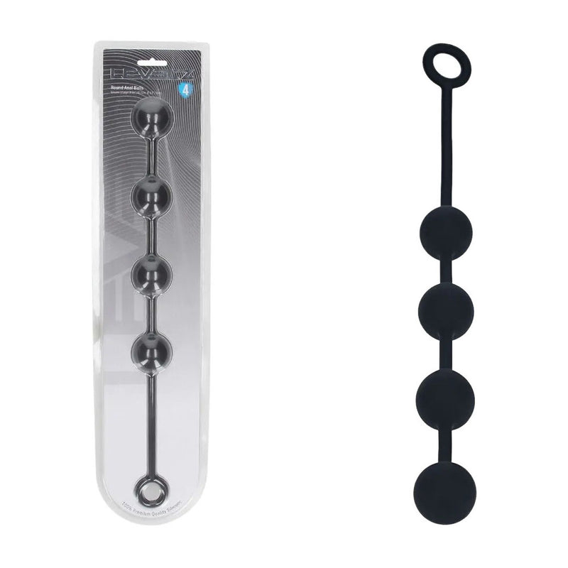 Shots Toys LEVELZ Round Silicone Anal Balls Beads 40mm Black Large