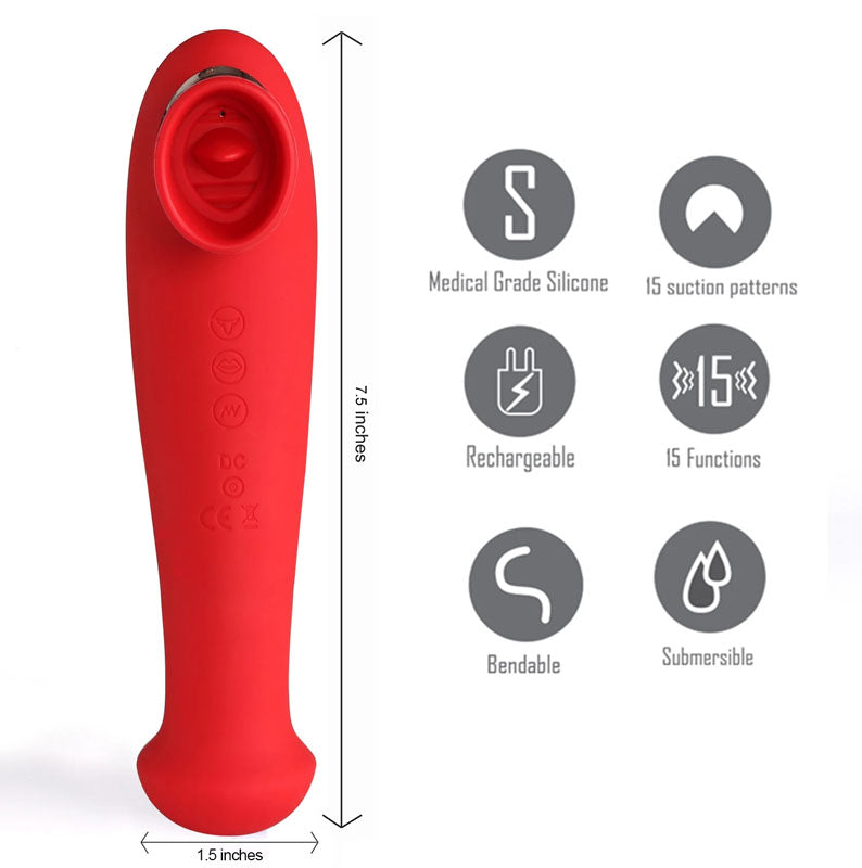 Maia Destiny USB Rechargeable Suction Fluttering Tongue Vibrator Wand