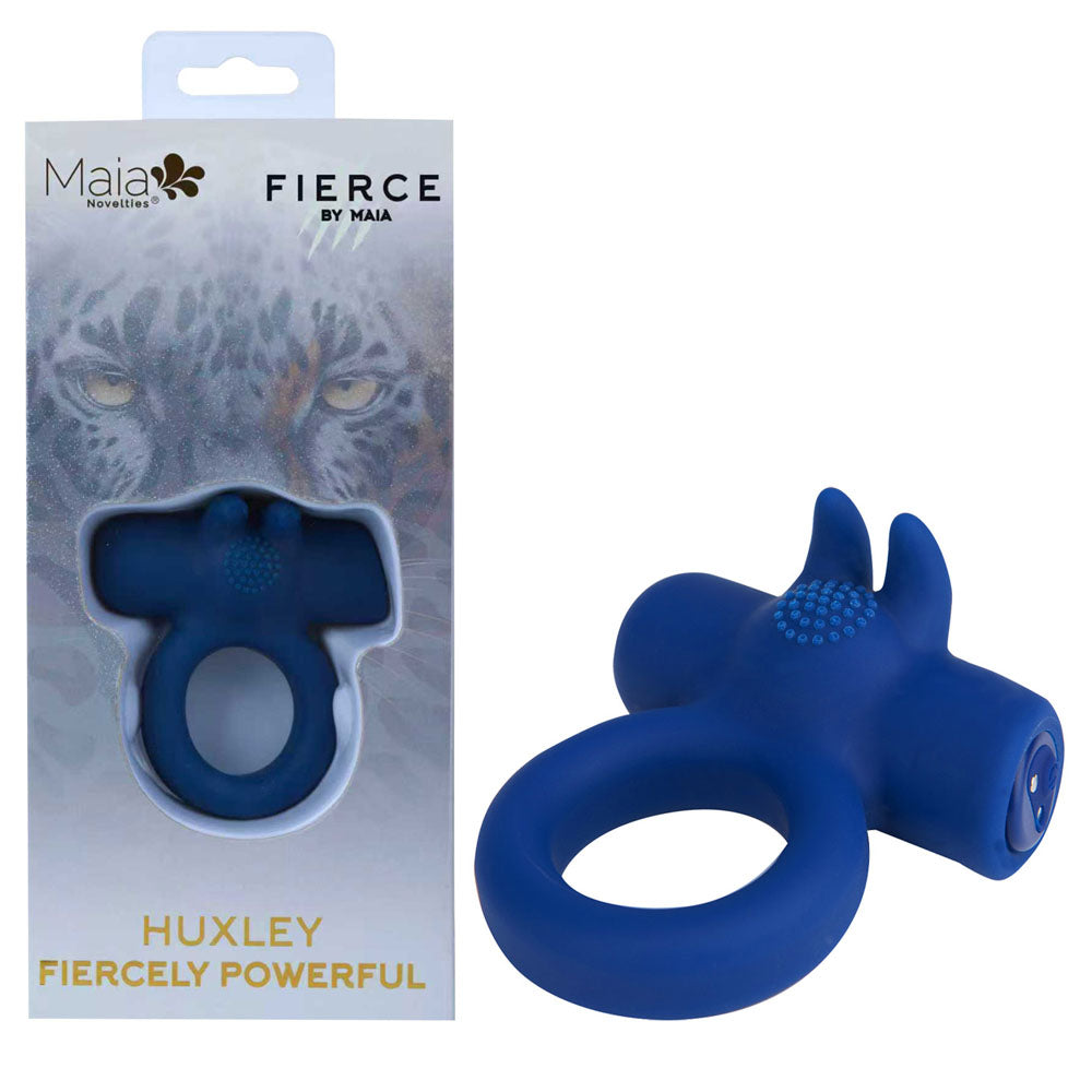 Maia HUXLEY USB Rechargeable Strong Vibrating Cock Ring Blue Maia Toys