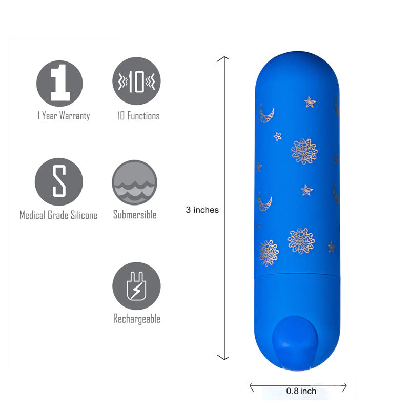 Maia Luna USB Rechargeable Bullet Vibrator 7.6cm Blue Maia Toys Main image