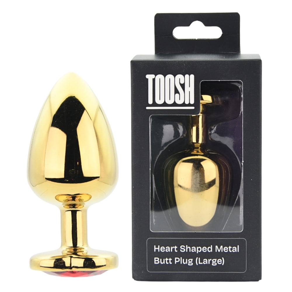 Toosh Heart Shaped Gold Butt Plug With Red Stone Toosh