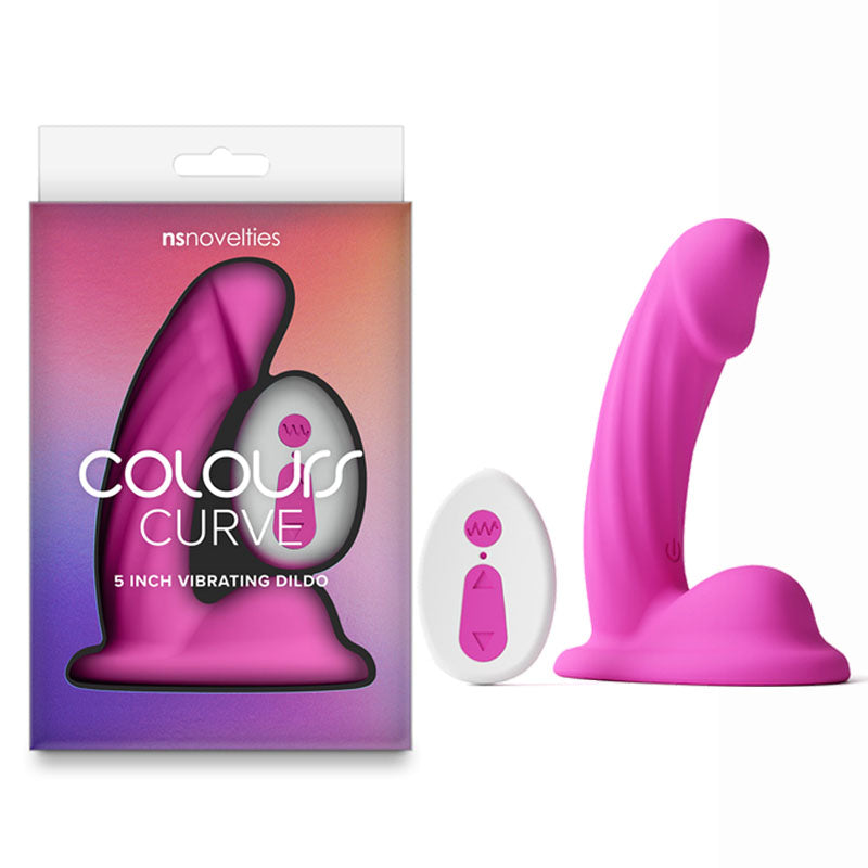 NS Novelties Colours Curve USB Rechargeable Vibrating Dildo With Wireless Remote 5 Inch NS Novelties