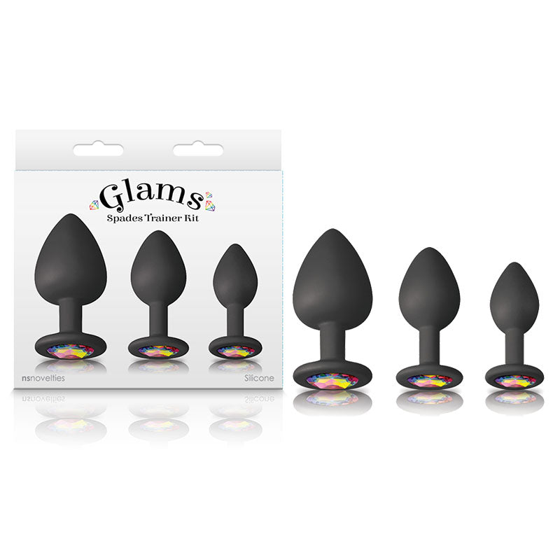 NS Novelties Glams Spades Trainer Kit Butt Plugs With Gems Set Of 3 Sizes