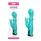 NS Novelties INYA Cyberluxe USB Rechargeable Rabbit Vibrator With Sliding Ring Shaft 18cm NS Novelties