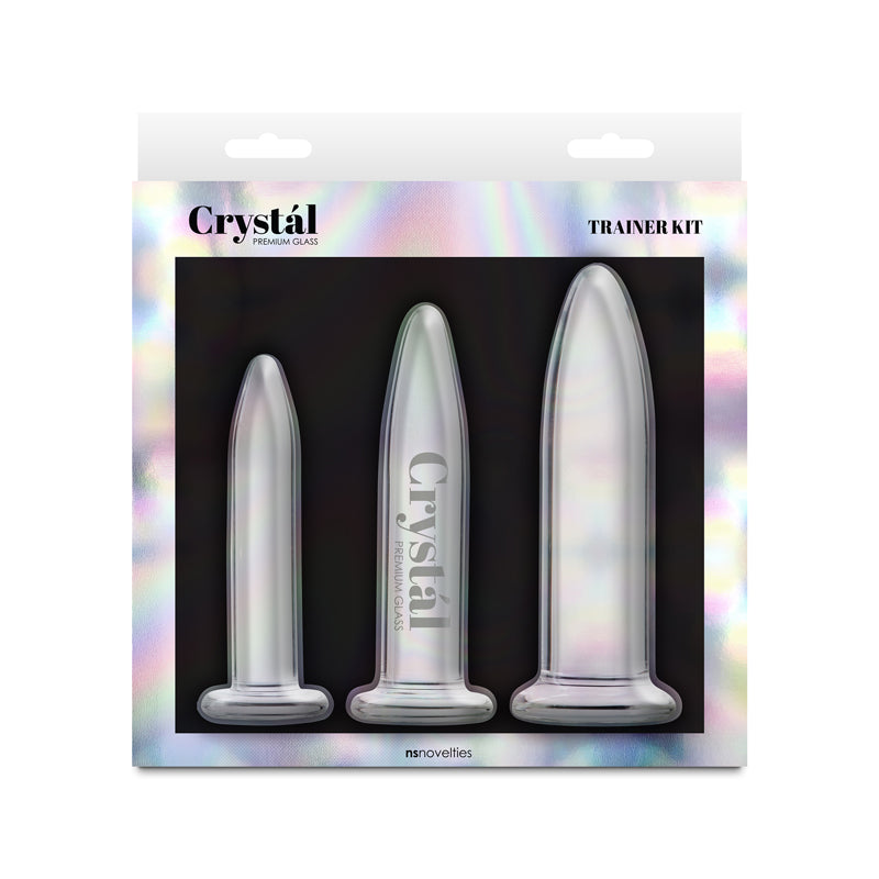 NS Novelties Crystal Trainer Kit Glass Anal Plugs Set of 3 Sizes Clear NS Novelties