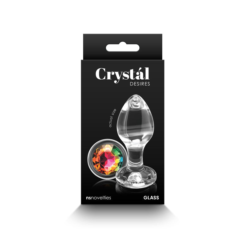 NS Novelties Crystal Desires Glass Butt Plug With Rainbow Gem Base 8.4cm NS Novelties