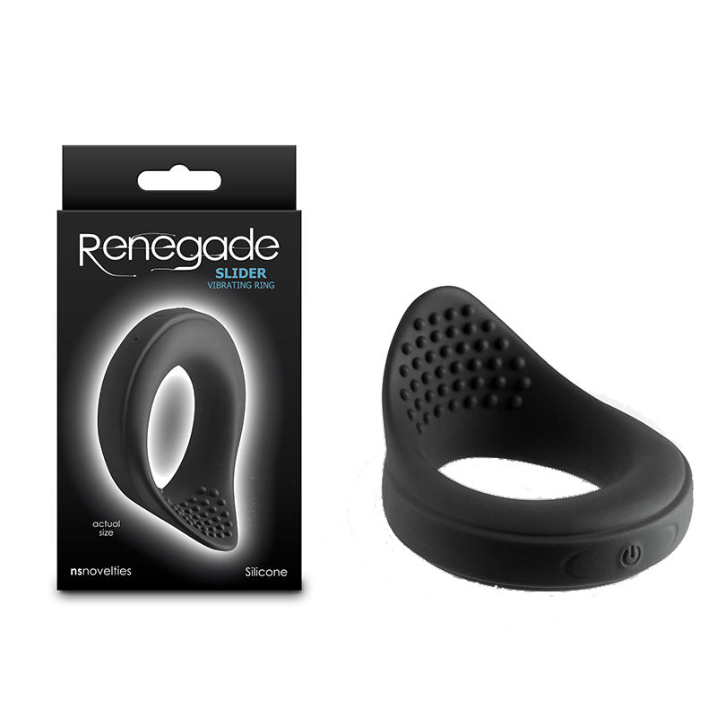 NS Novelties Renegade Slider USB Rechargeable Vibrating Cock Ring Black