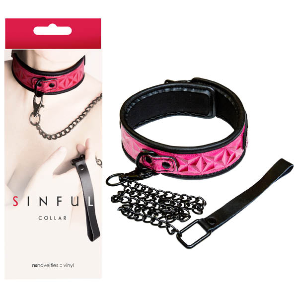 NS Novelties Sinful Collar & Leash Black / Pink NS Novelties Main image
