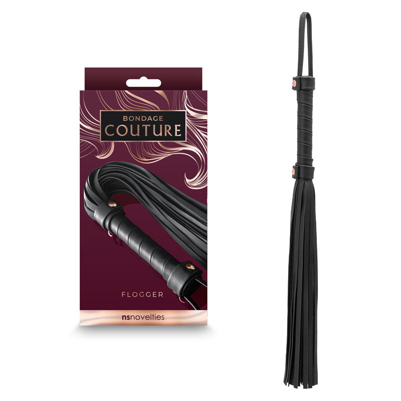 Bondage Couture Flogger - Black - Black Flogger Whip NS Novelties