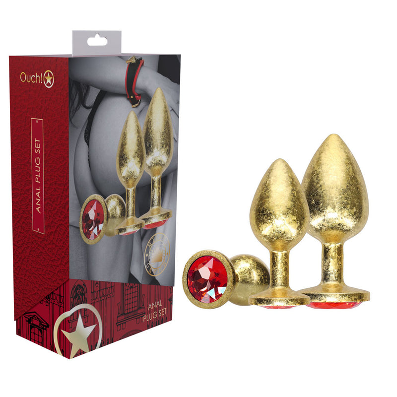 Shots Toys OUCH! Milan Collection Metal Anal Plug Set With Gem Bases Set Of 3 Sizes