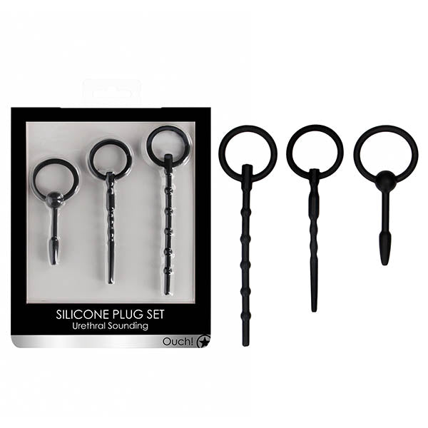 OUCH! Urethral Sounding Plug Set Set Of 3 Sizes Black