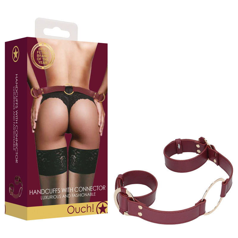 OUCH! Halo Handcuff With Connector Restraint Burgundy