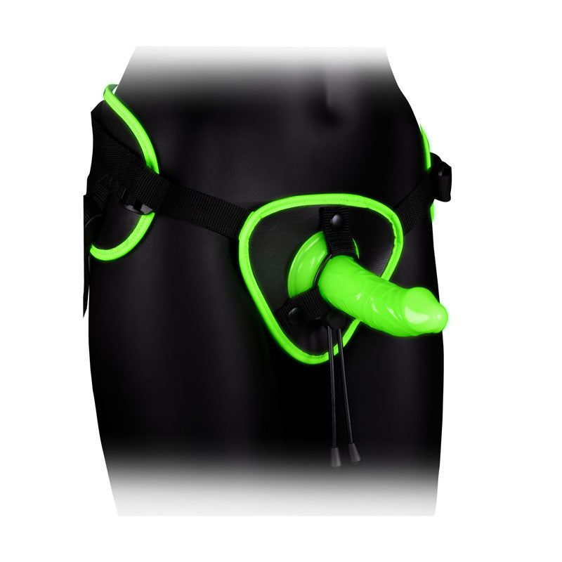 OUCH! Glow In The Dark Strap-on Harness - Glow in Dark 14.5 cm Strap-On Shots Toys