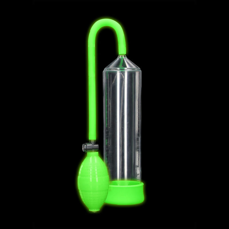 Shots Toys OUCH! Glow In The Dark Classic Penis Pump Clear / Green Shots Toys Main image