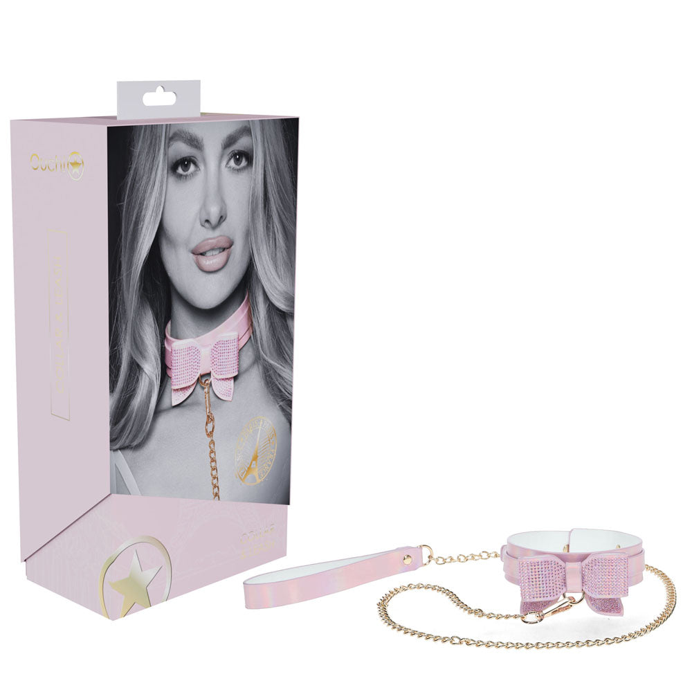 OUCH! Paris Collection Collar With Leash Restraint Pink Shots Toys