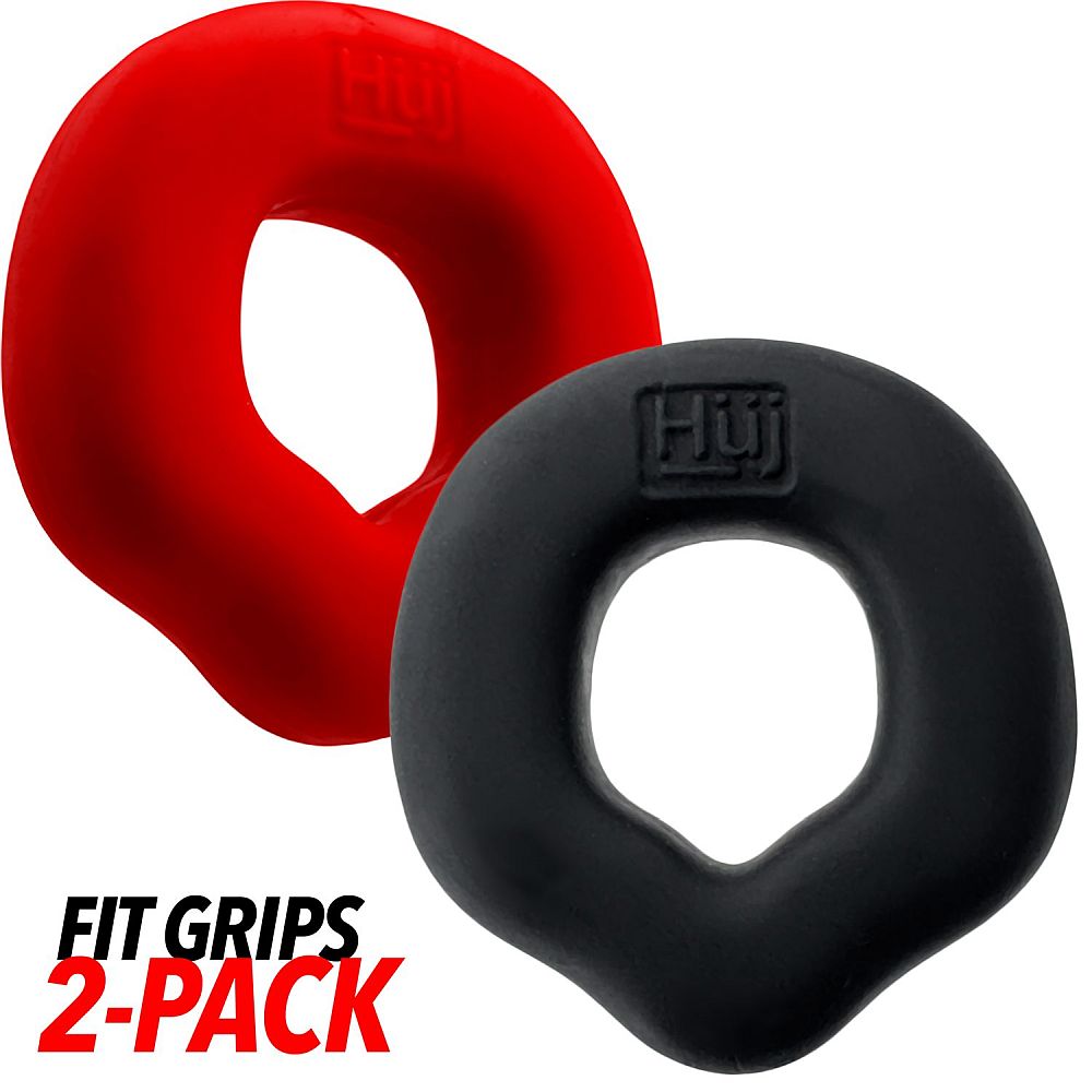 Hunkyjunk Fit Grips Ergo Cock Ring Black / Red Hunkyjunk