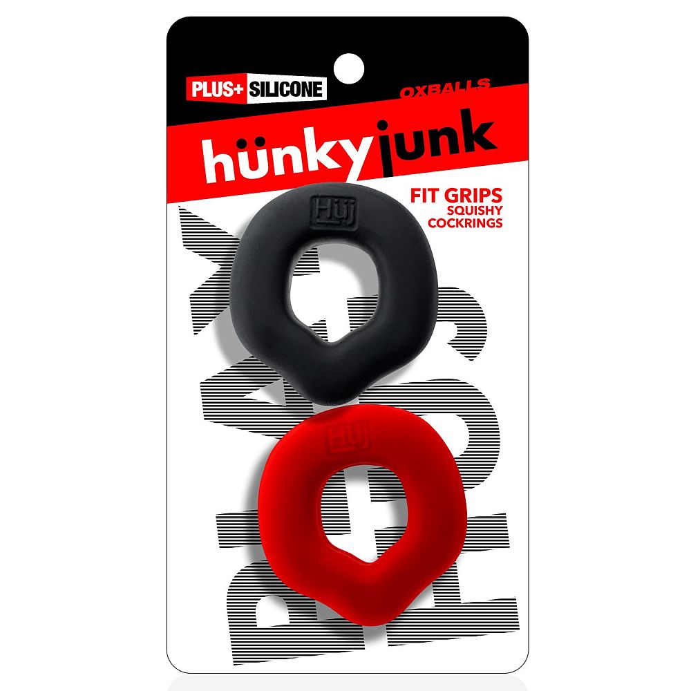 Hunkyjunk Fit Grips Ergo Cock Ring Black / Red Hunkyjunk