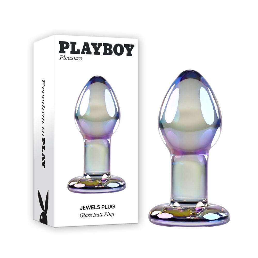 Playboy Pleasure JEWELS PLUG Glass Butt Plug 8.5cm Clear Playboy Pleasure