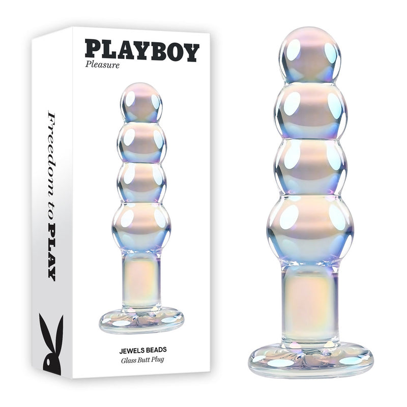 Playboy Pleasure JEWELS BEADS Glass Anal Beads 12cm Clear
