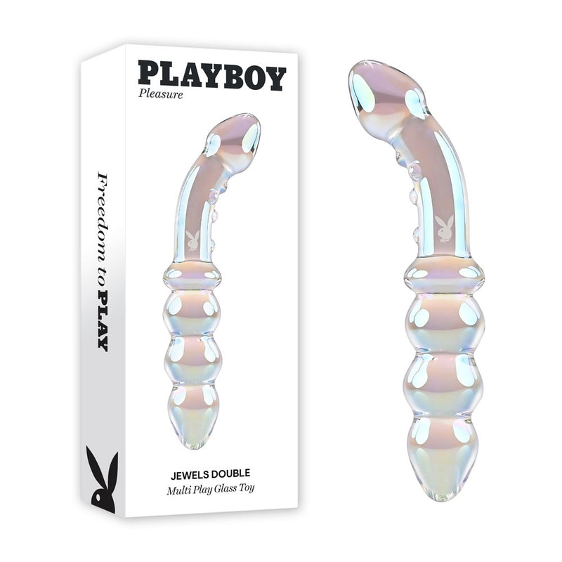 Playboy Pleasure JEWELS DOUBLE Glass Double Ended Dildo 17.1cm Clear