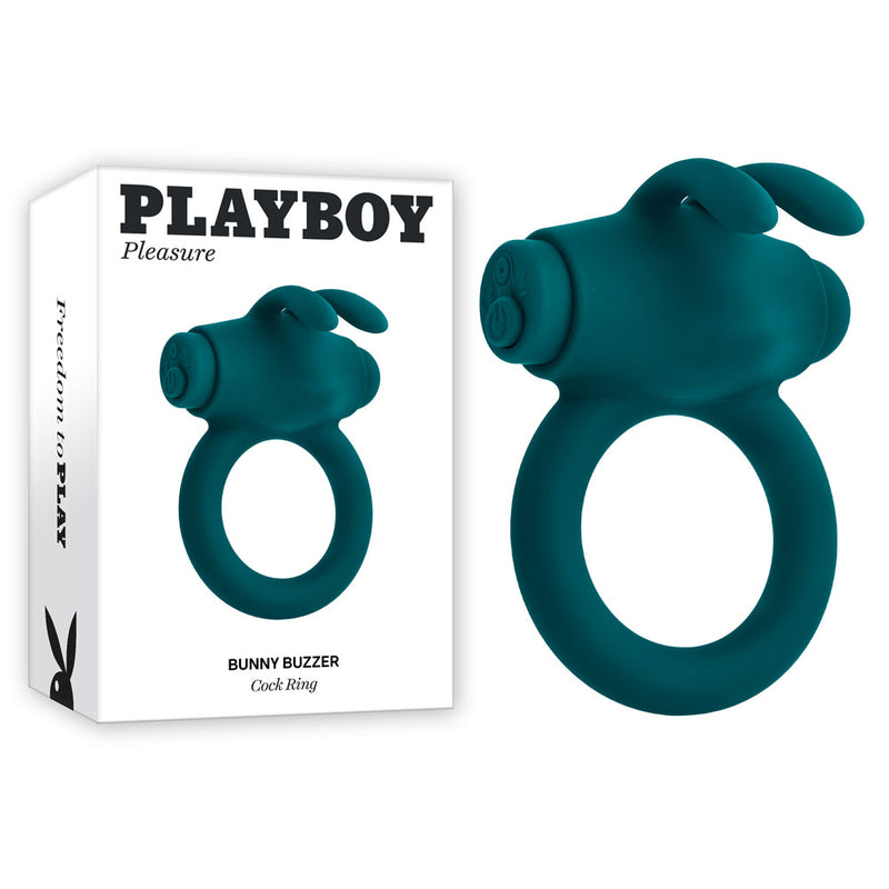 Playboy Pleasure BUNNY BUZZER USB Rechargeable Vibrating Cock Ring Green