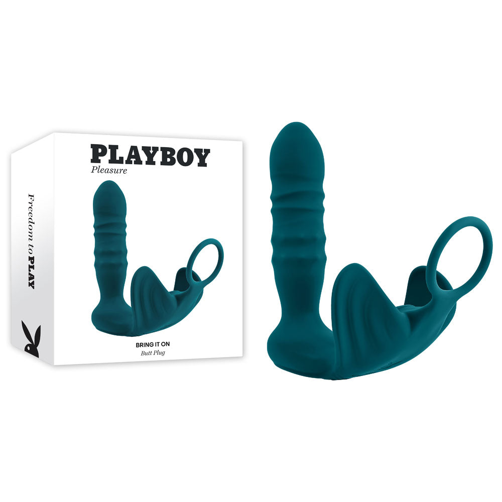 Playboy Pleasure BRING IT ON USB Rechargeable Thrusting Anal Plug With Cock Ring Playboy Pleasure