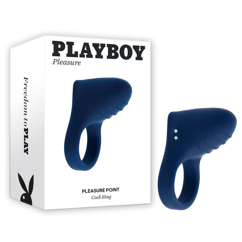 Playboy Pleasure PLEASURE POINT USB Rechargeable Vibrating Cock Ring Blue