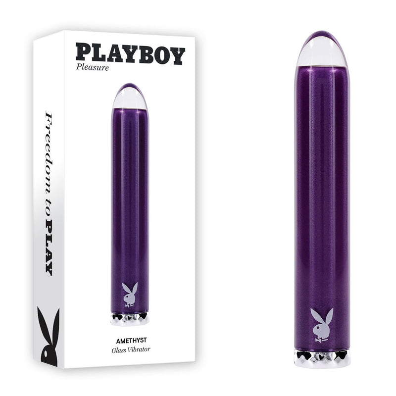 Playboy Pleasure AMETHYST USB Rechargeable Glass Tipped Mini Vibrator Purple
