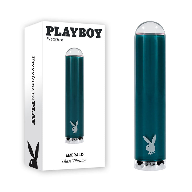 Playboy Pleasure EMERALD USB Rechargeable Glass Tipped Bullet Vibrator Blue