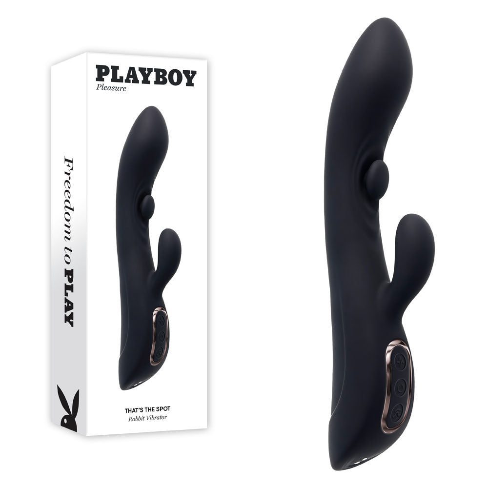 Playboy Pleasure THATS THE SPOT USB Rechargeable Rabbit Vibrator With GSpot Tapper Playboy Pleasure
