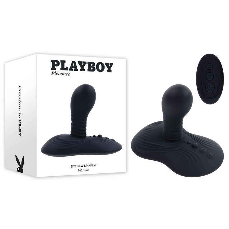 Playboy Pleasure SITTIN & SPINNIN USB Rechargeable Spinning Vibrator & Grinder Pad With Remote