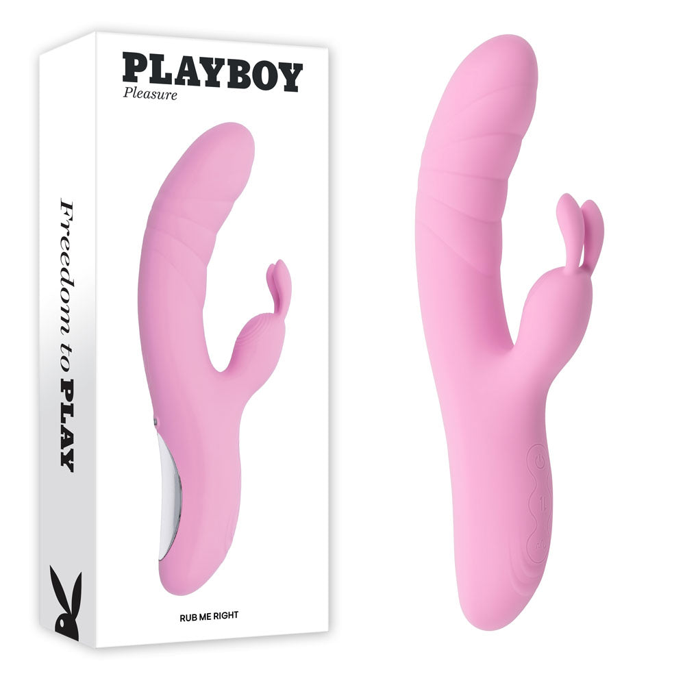Playboy Pleasure RUB ME RIGHT USB Rechargeable Thrusting Rabbit Vibrator Playboy Pleasure